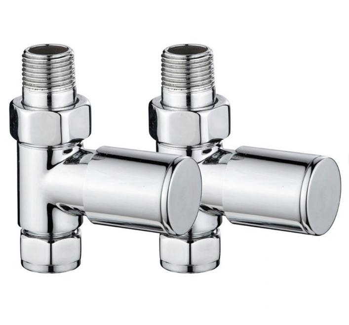 Platinum Round Straight Manual Radiator Valves Polished Chrome