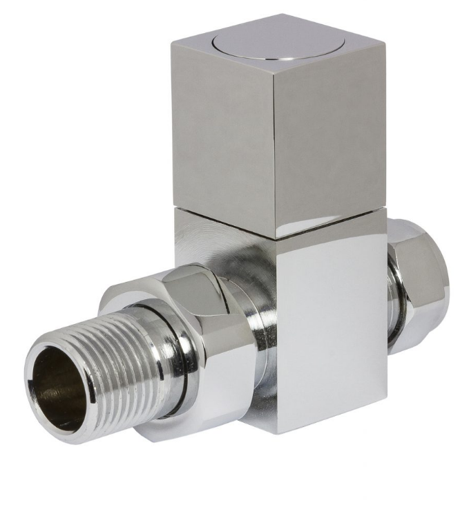 Platinum Square Straight Manual Radiator Valves Chrome