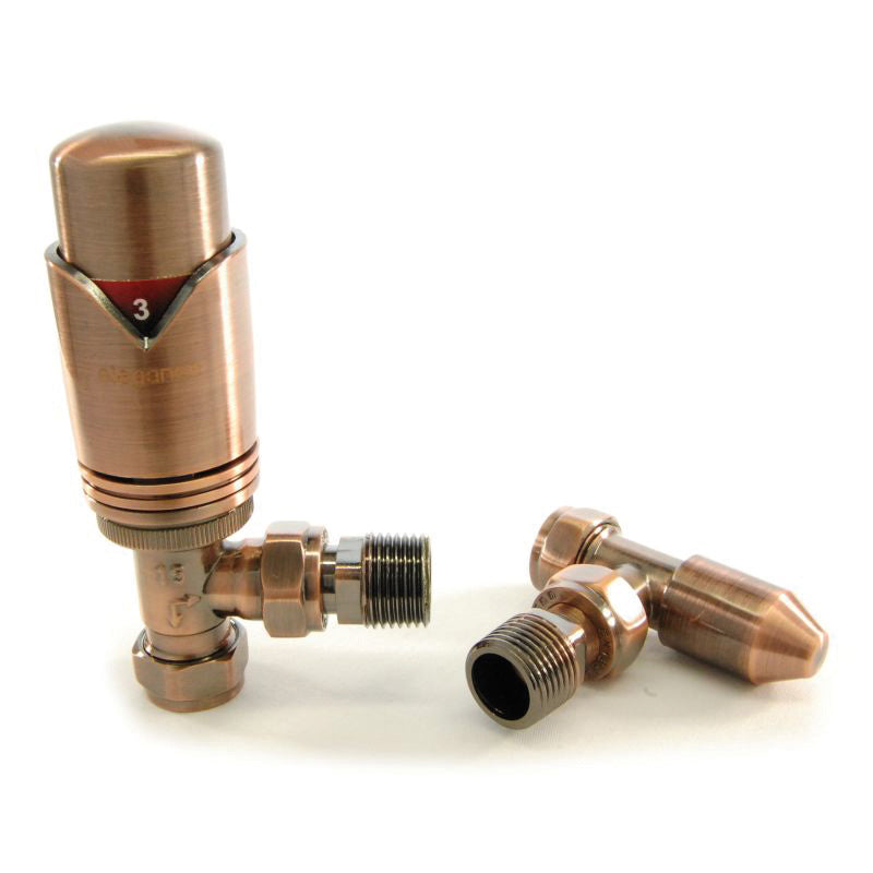 Angled TRV and Lockshield Antique Copper