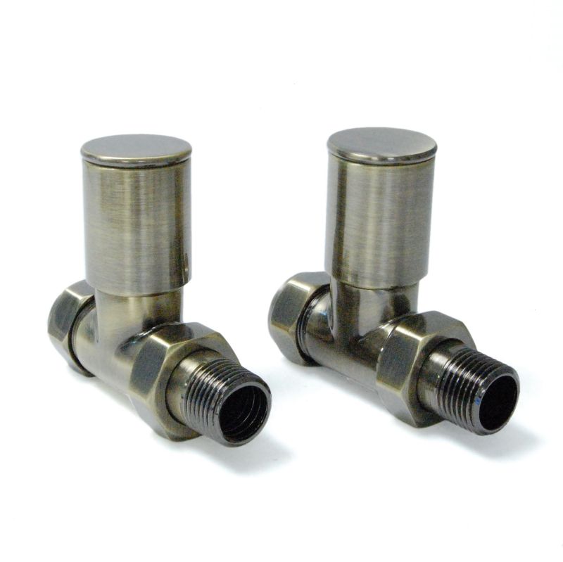 Platinum Round Straight Manual Radiator Valves Antique Brass
