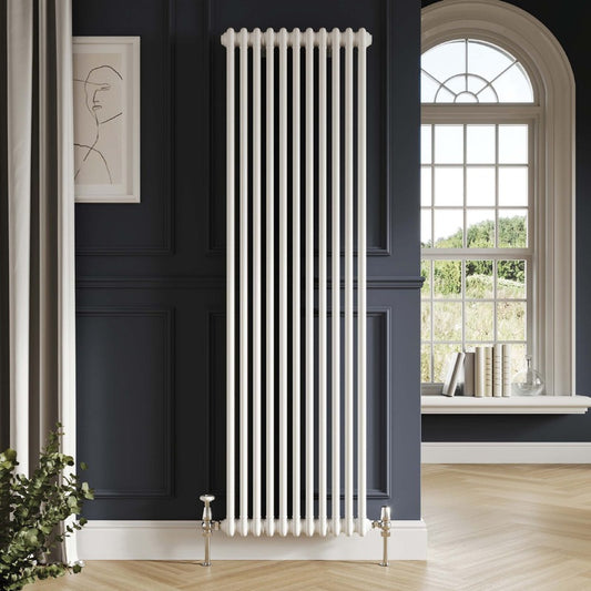 2 Column Vertical Designer Radiator 1800mm 
White