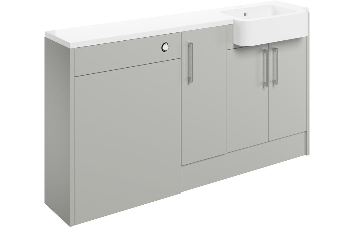 Atlas 1542mm Basin  WC & 1 Door Unit Pack (RH) - Light Grey Gloss