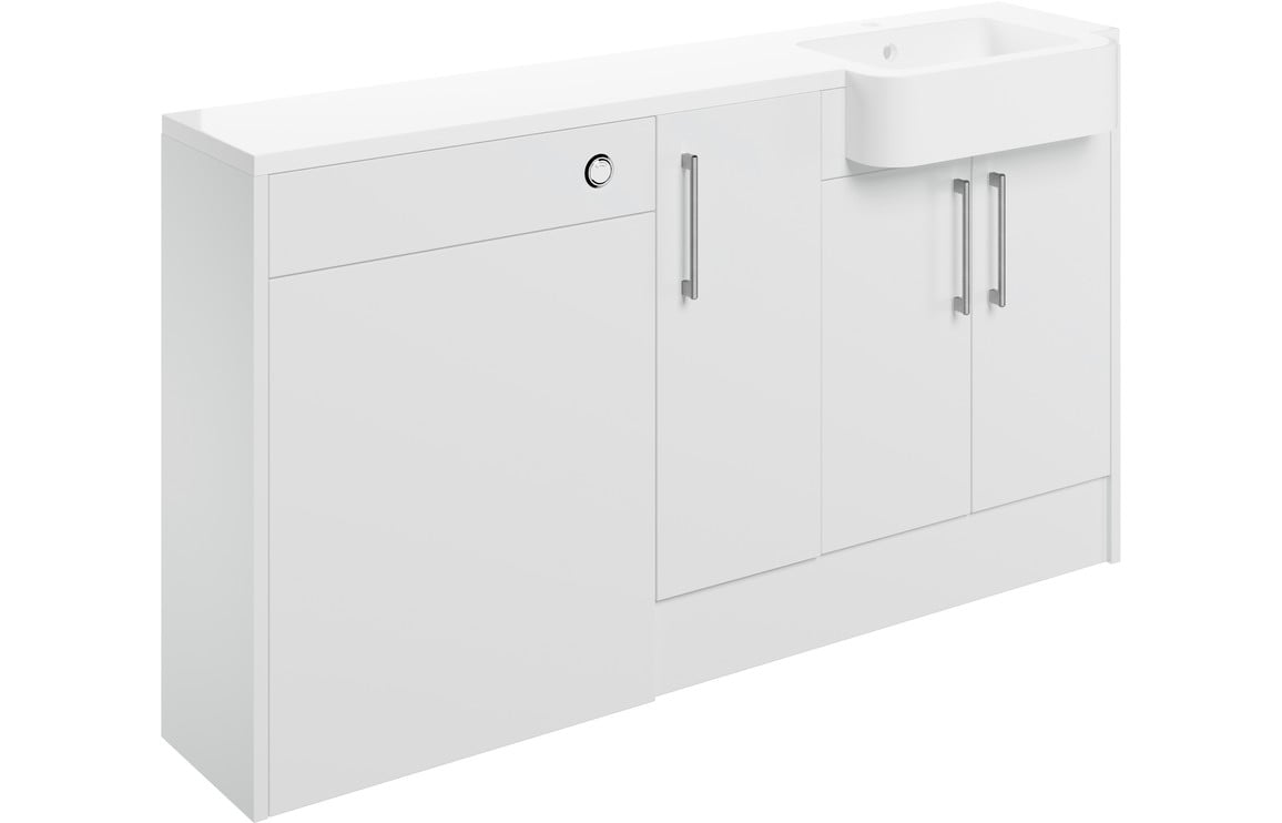 Atlas 1542mm Basin  WC & 1 Door Unit Pack (LH) - White Gloss