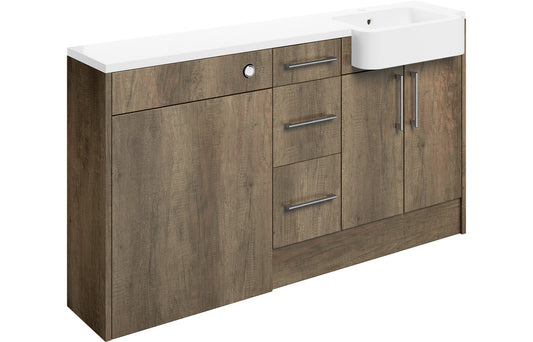 Atlas 1542mm Basin  WC & 3 Drawer Unit Pack (RH) - Nebraska Oak