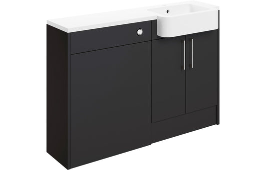 Atlas 1242mm Basin & WC Unit Pack (RH) - Matt Graphite Grey