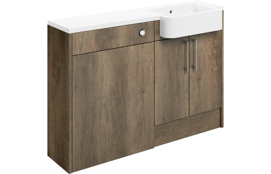 Atlas 1242mm Basin & WC Unit Pack (LH) - Nebraska Oak