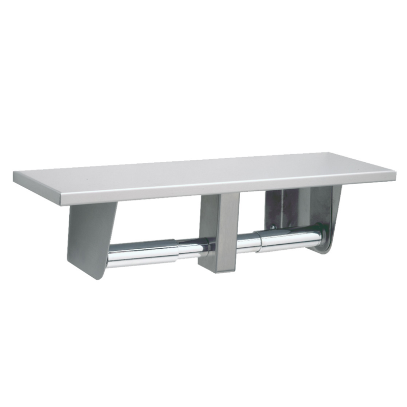 Bobrick Double Toilet Roll Holder with Utility Shelf