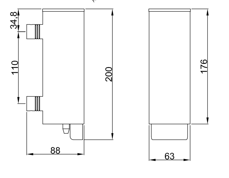 Dolphin 250ml Satin Stainless Steel Soap Dispenser Drawing