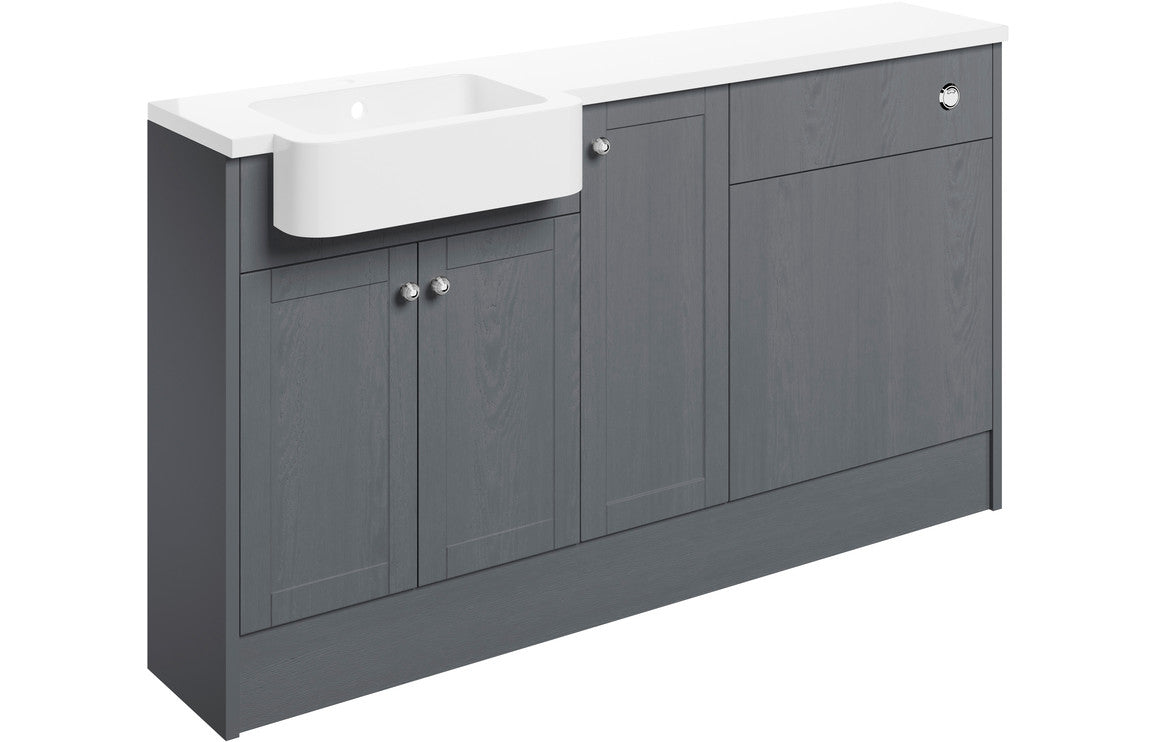 Badar 1542mm Basin WC & 1 Door Unit Pack (RH) - Grey Ash