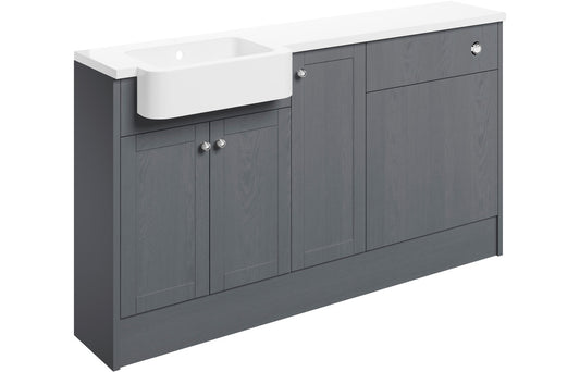 Badar 1542mm Basin  WC & 1 Door Unit Pack (RH) - Grey Ash