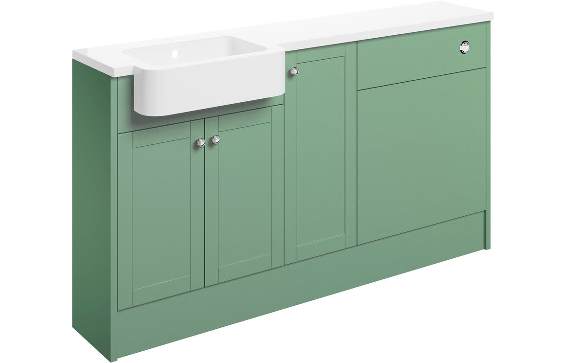 Badar 1542mm Basin WC & 1 Door Unit Pack (LH) - Matt Sage Green