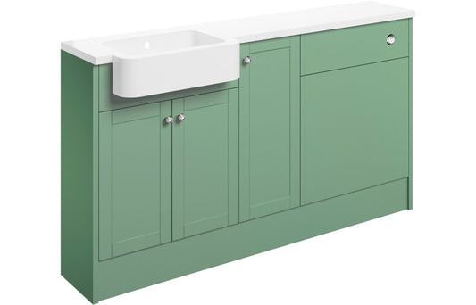 Badar 1542mm Basin  WC & 1 Door Unit Pack (LH) - Matt Sage Green