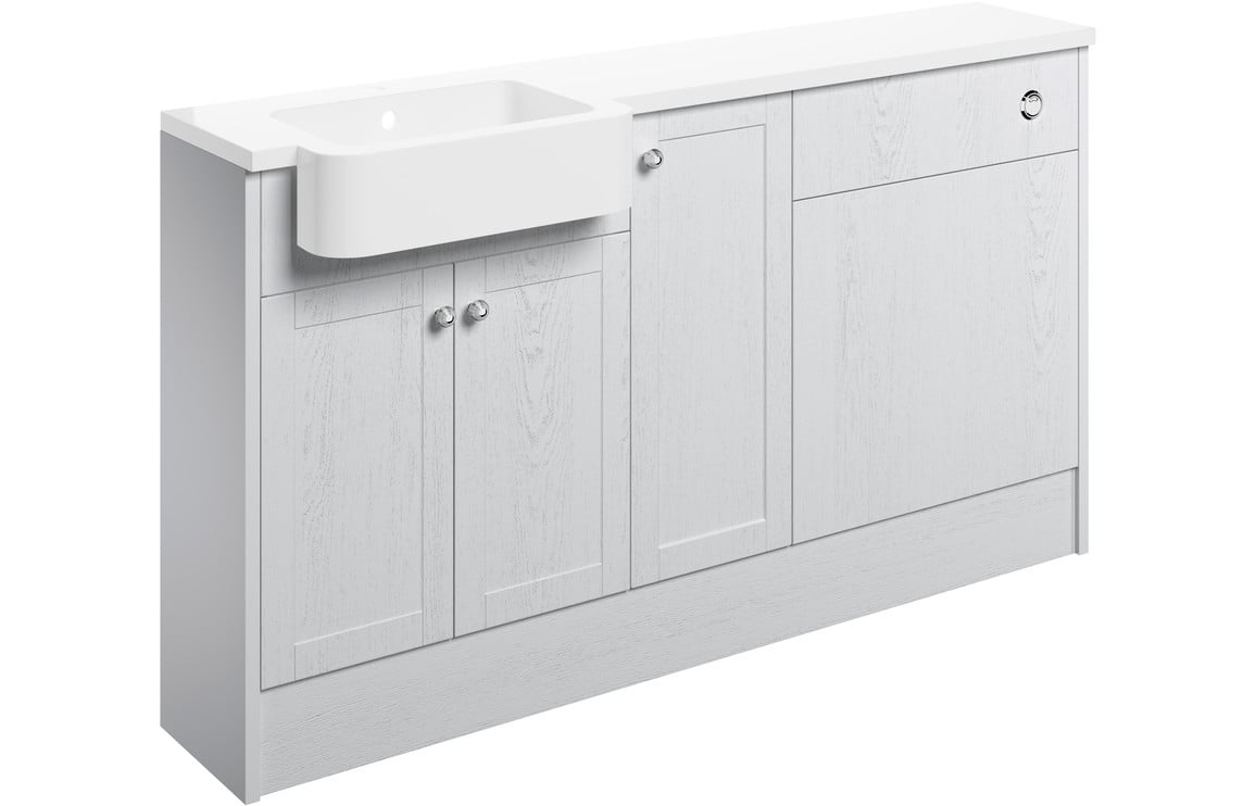 Badar 1542mm Basin  WC & 1 Door Unit Pack (RH) - Satin White Ash