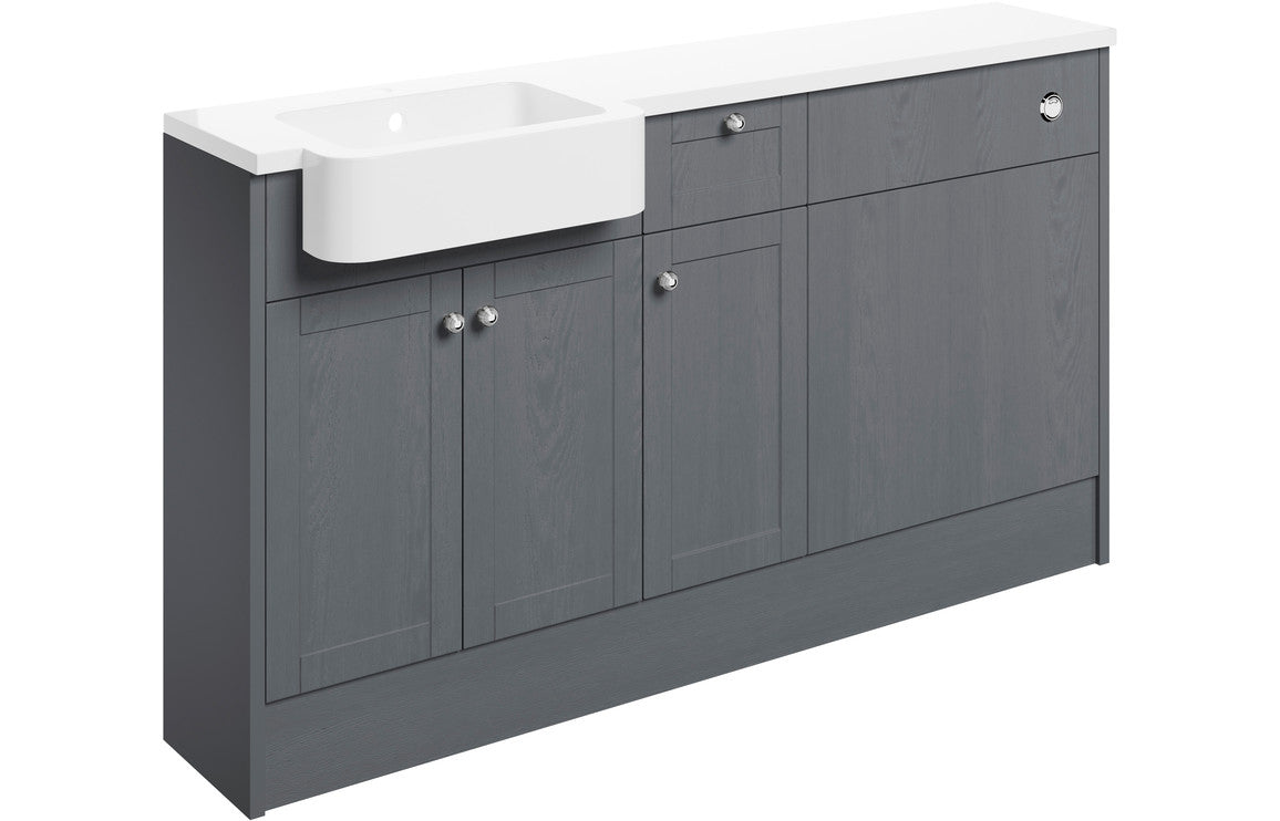 Badar 1542mm Basin WC & 1 Drawer 1 Door Unit Pack (LH) - Grey Ash