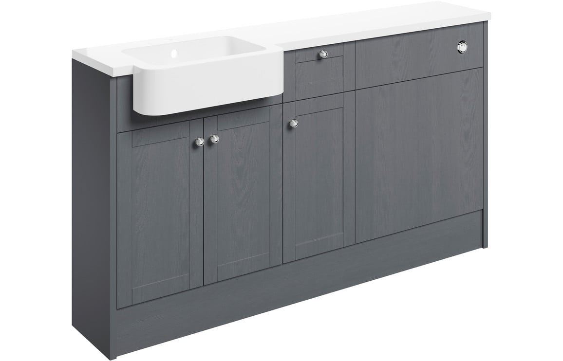 Badar 1542mm Basin WC & 1 Drawer 1 Door Unit Pack (RH) - Grey Ash