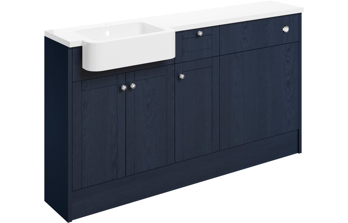 Badar 1542mm Basin WC & 1 Drawer 1 Door Unit Pack (RH) - Indigo Ash