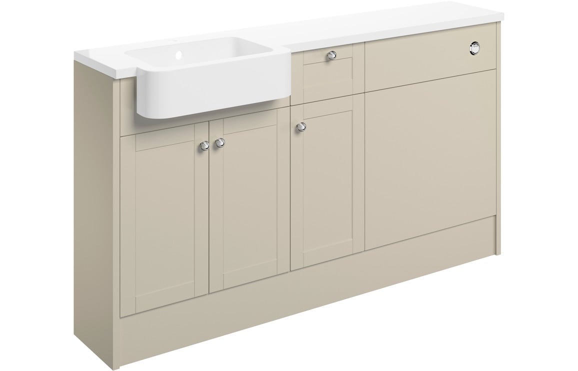 Badar 1542mm Basin  WC & 1 Drawer  1 Door Unit Pack (LH) - Matt Latte