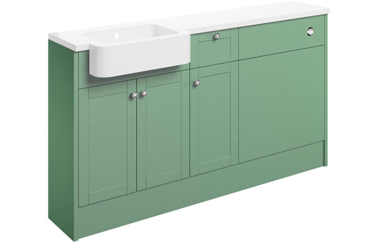 Badar 1542mm Basin  WC & 1 Drawer  1 Door Unit Pack (LH) - Matt Sage Green
