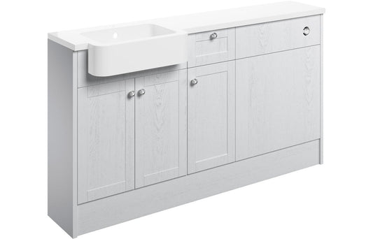 Badar 1542mm Basin  WC & 1 Drawer  1 Door Unit Pack (RH) - Satin White Ash