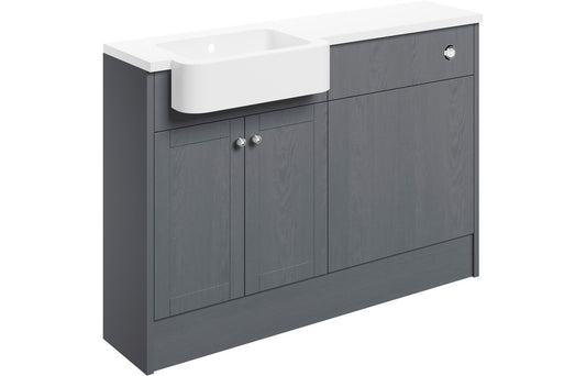 Badar 1242mm Basin & WC Unit Pack (LH) - Grey Ash