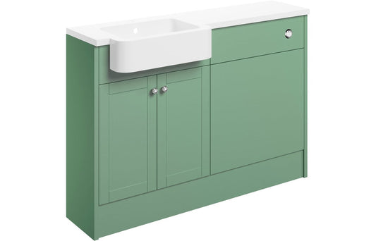 Badar 1242mm Basin & WC Unit Pack (RH) - Matt Sage Green