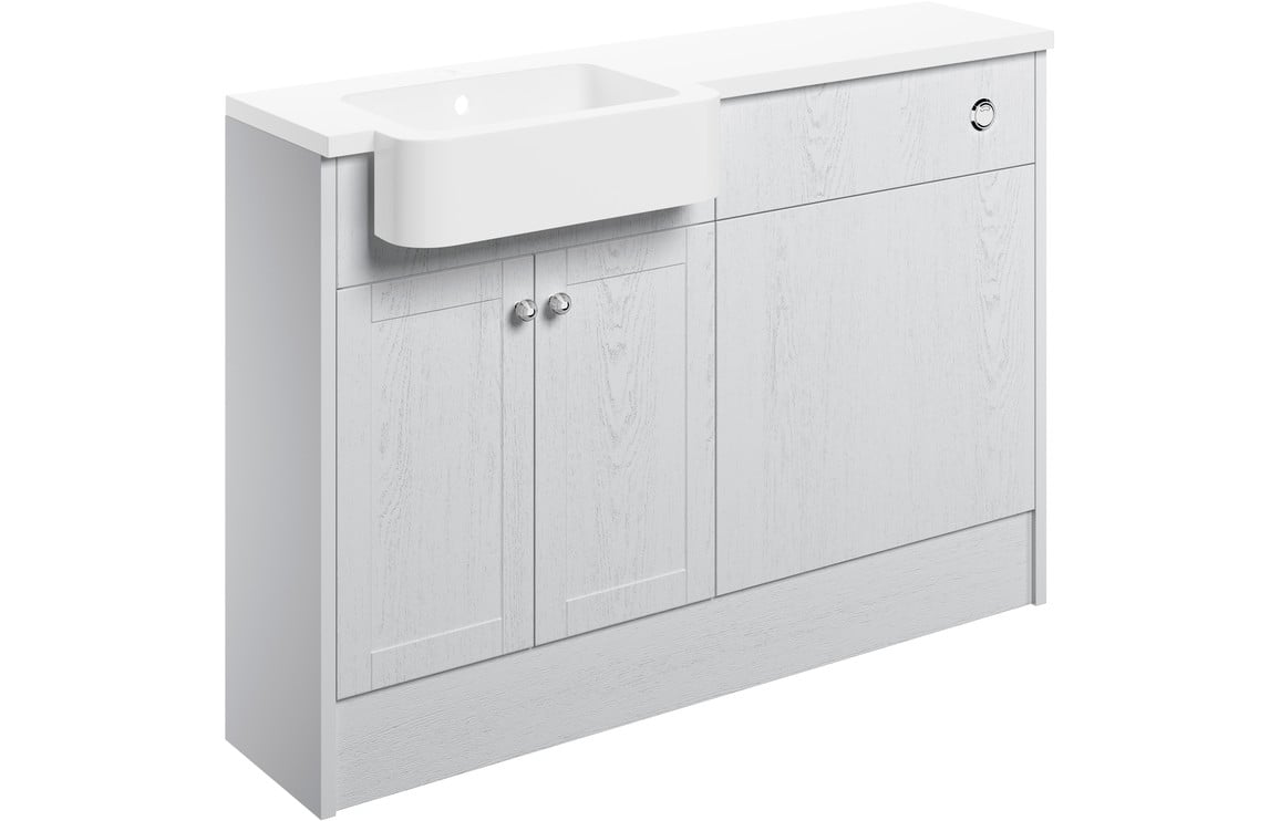 Badar 1242mm Basin & WC Unit Pack (RH) - Satin White Ash