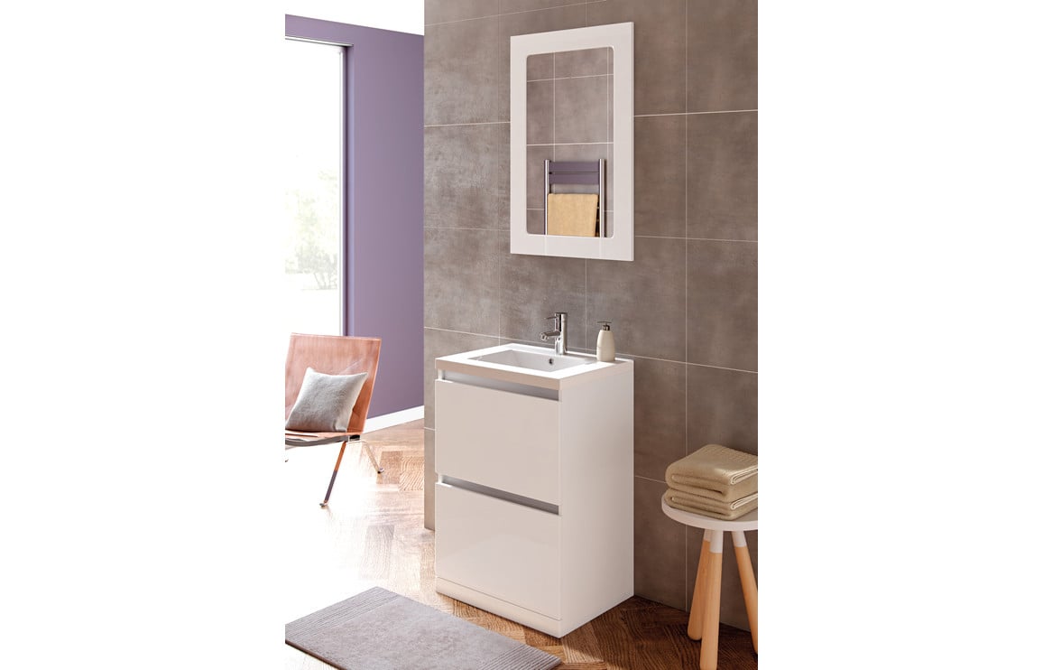 Cordelia 800mm 1 Drawer Wall Hung Basin Unit (No Top) - White Gloss
