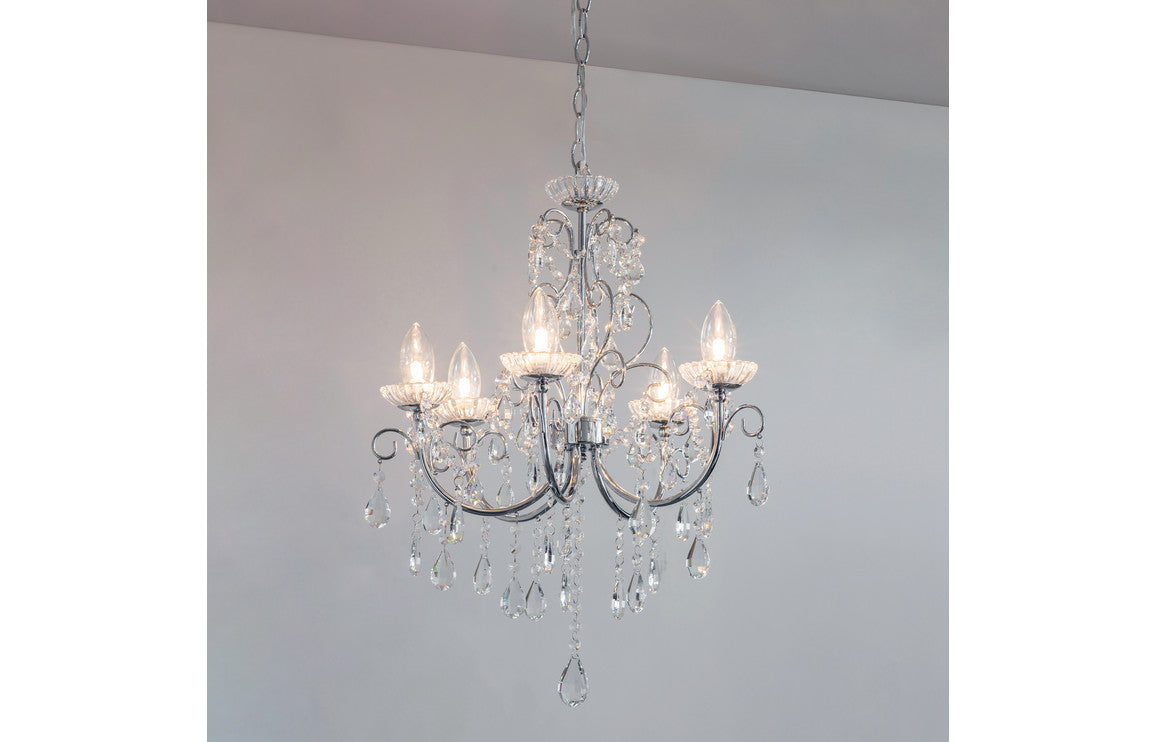 Pavo 5 Arm Chandelier Ceiling Light - Chrome
