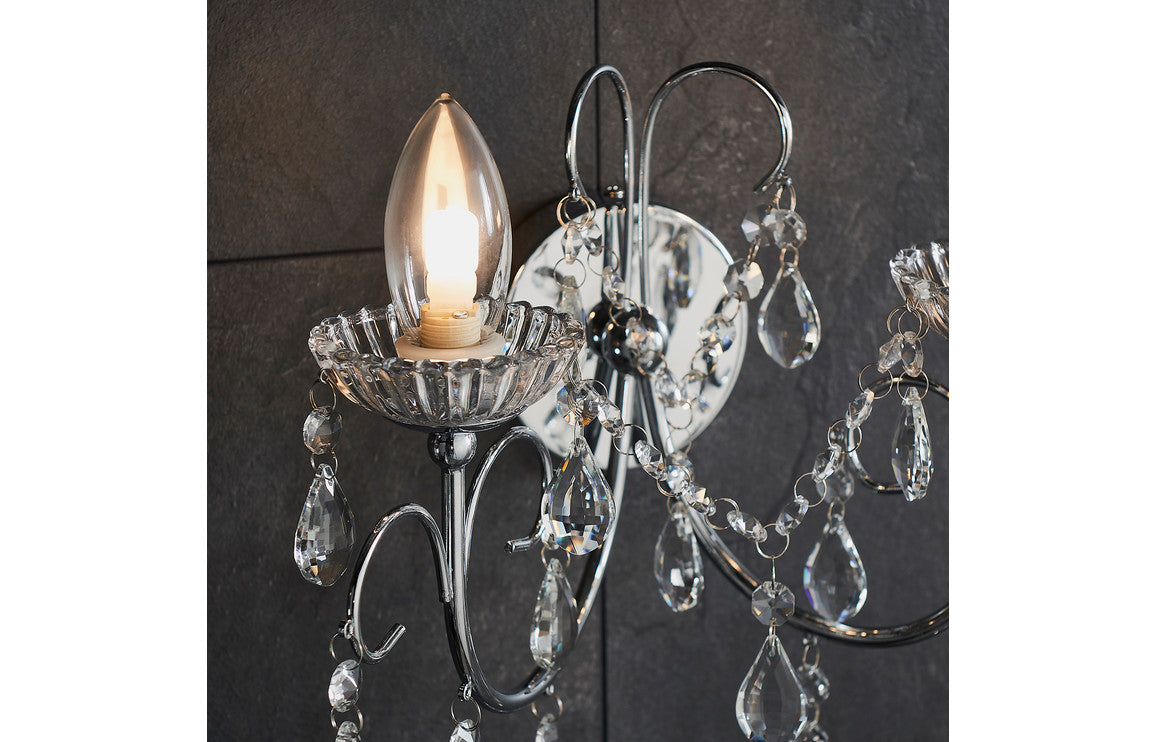 Pavo 2 Arm Chandelier Wall Light - Chrome
