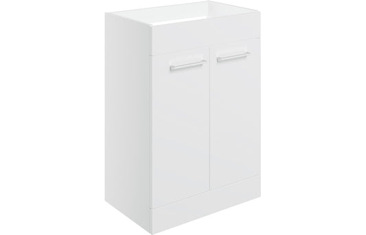 Vesper 590mm Floor Standing 2 Door Basin Unit (No Top) - White Gloss