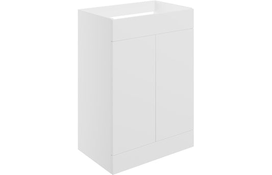 Stella 590mm Floor Standing 2 Door Basin Unit (No Top) - Matt White