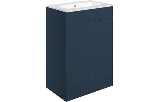 Stella 615mm Floor Standing 2 Door Basin Unit & Basin - Matt Deep Blue