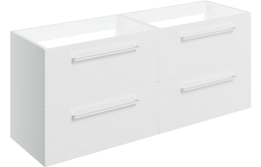 Vesper 1180mm Wall Hung 2 Drawer Basin Unit Run (No Top) - White Gloss