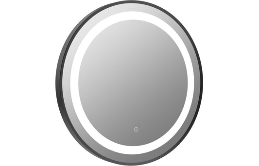 Cortana 600mm Round Front-Lit LED Mirror - Matt Black