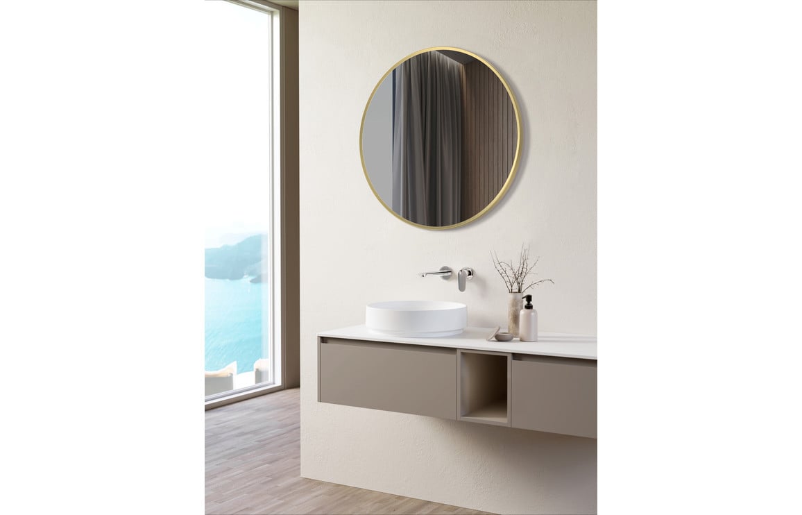 Karin 500mm Round Mirror - Brushed Brass