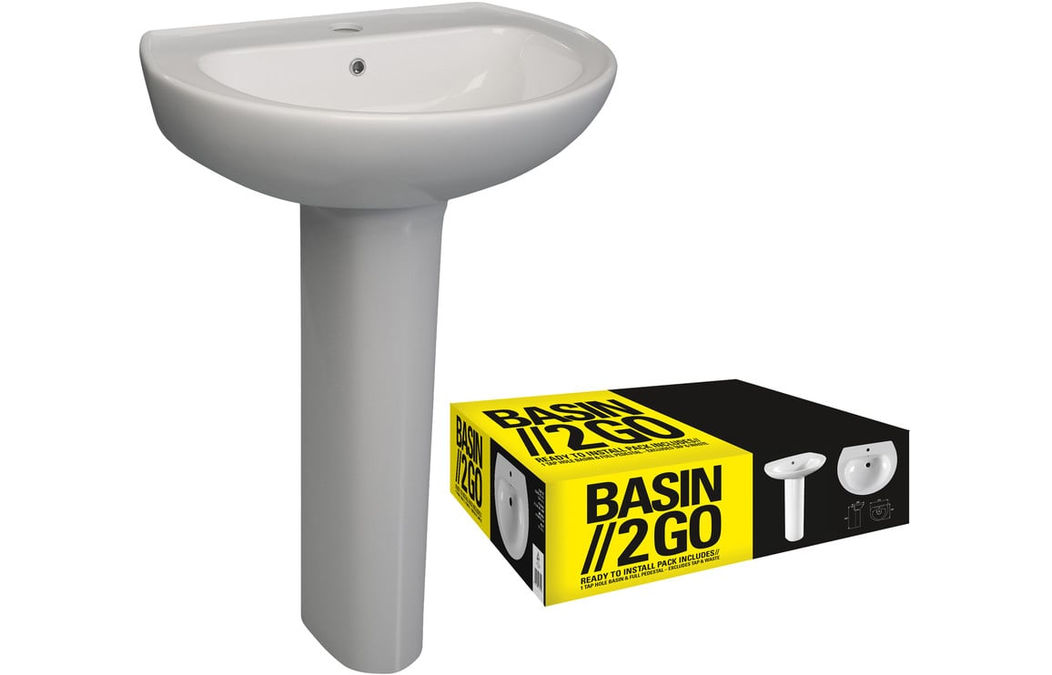 Quick Basin 573x460mm 2TH Basin & Full Pedestal