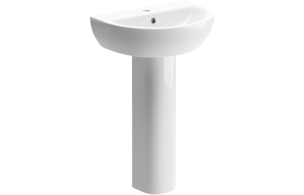 Thalassa 550x400mm 1TH Basin & Full Pedestal