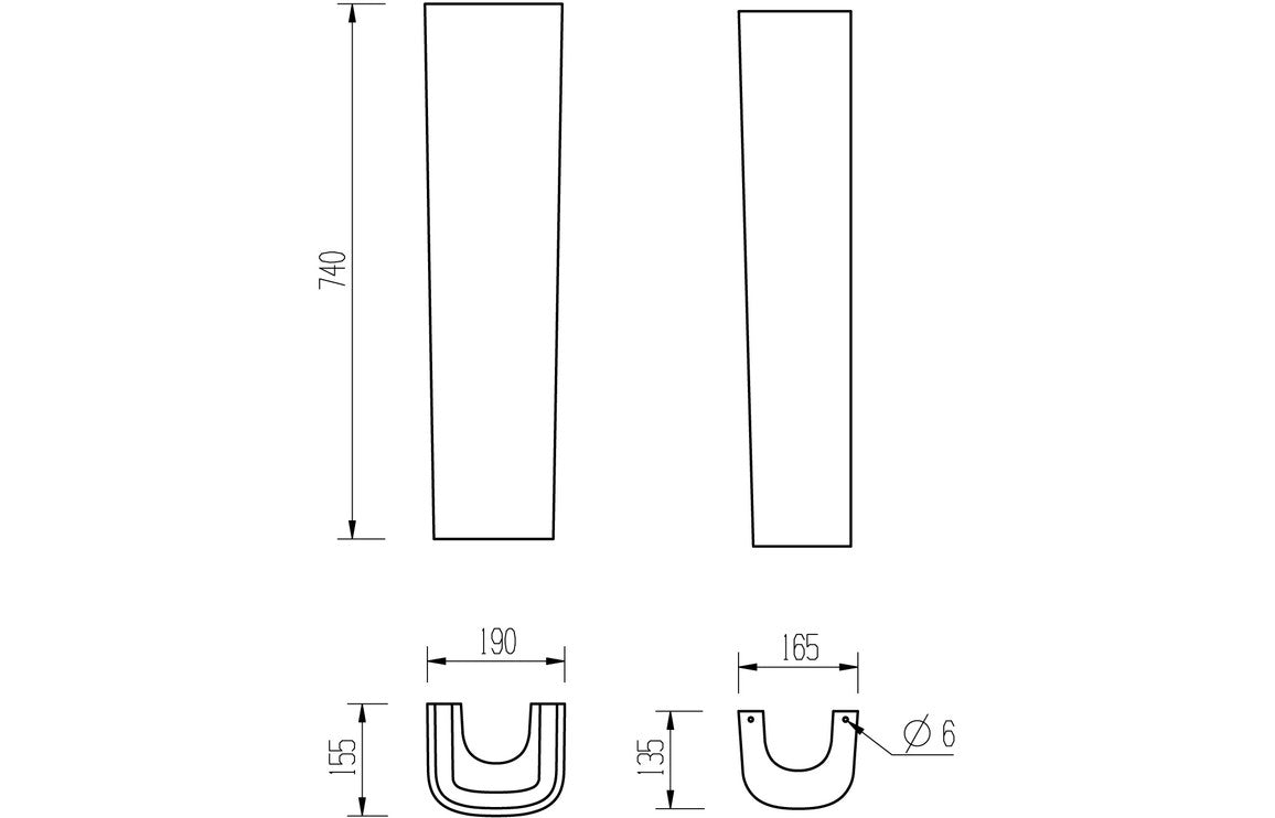 Sidra 600x400mm 1TH Basin & Full Pedestal