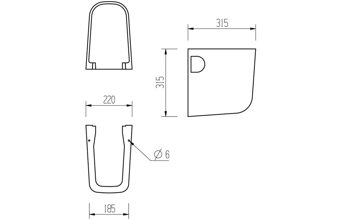 Sidra 600x400mm 1TH Basin & Semi Pedestal