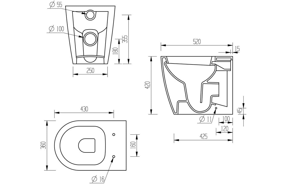 Cresida Back To Wall WC & Soft Close Seat
