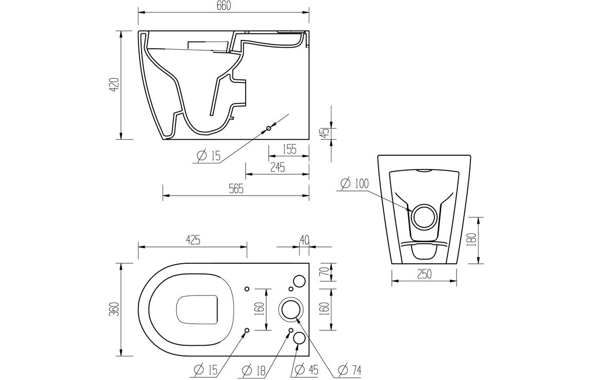 Cresida Rimless Close Coupled Fully Shrouded WC & Soft Close Seat