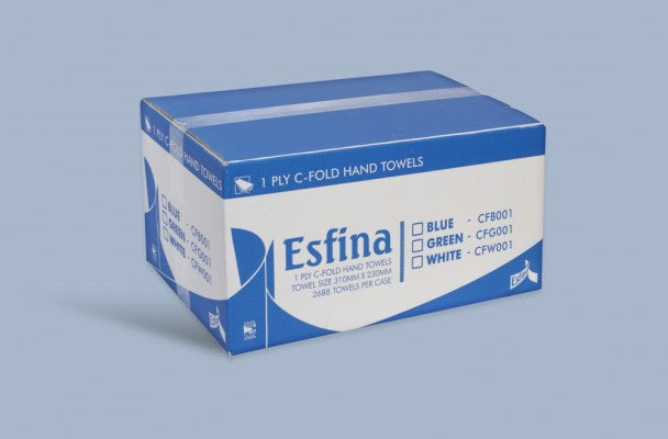 1ply Blue Esfina C-Fold Hand Towels