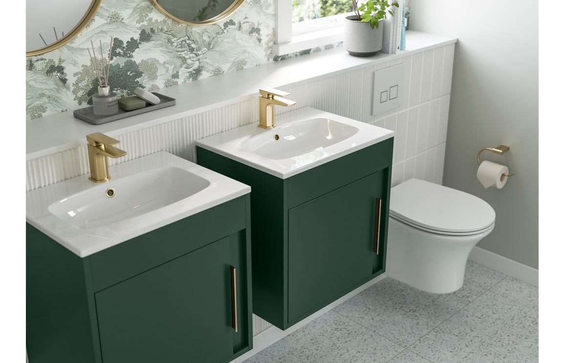 Estelle 510mm Floor Standing Unit Inc. Basin - Matt Conifer Green