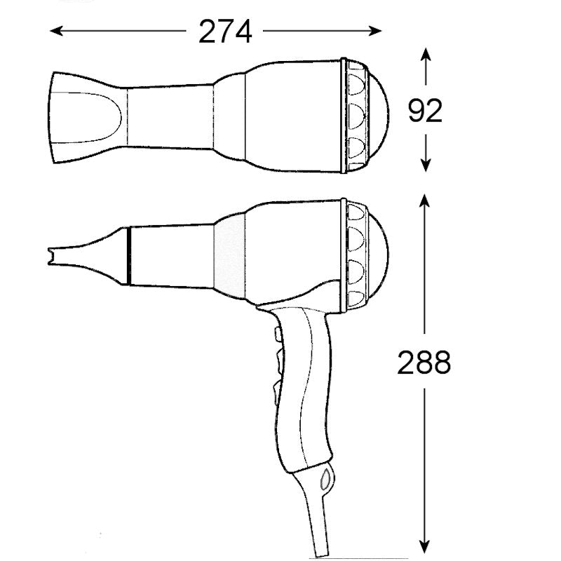 Swiss Metal Master 2000w Silver Hair Dryer Dimensions