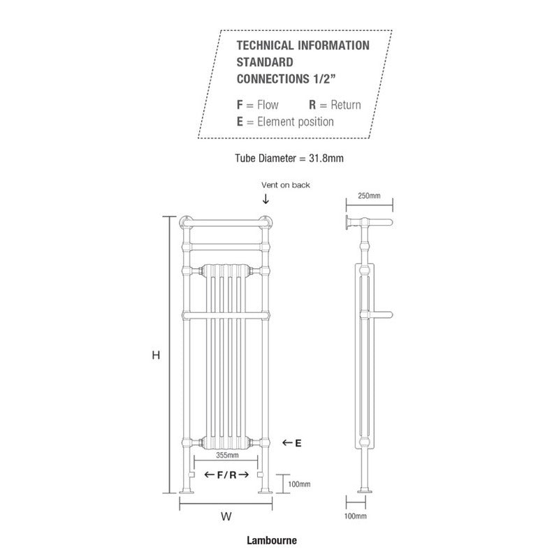 Lambourne Traditional Towel Radiator
drawing