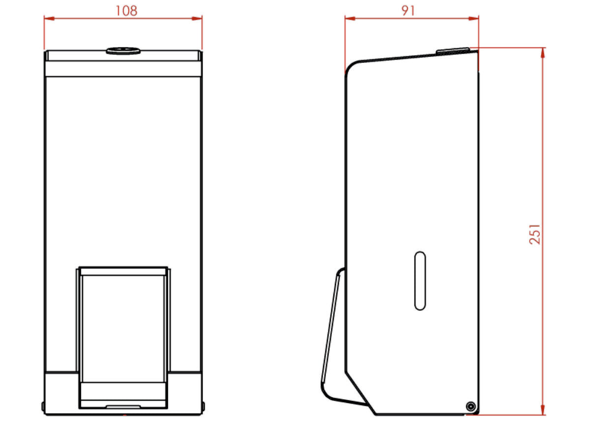 Synergise Sanitiser Soap Dispenser 900ml Brushed Satin Drawing