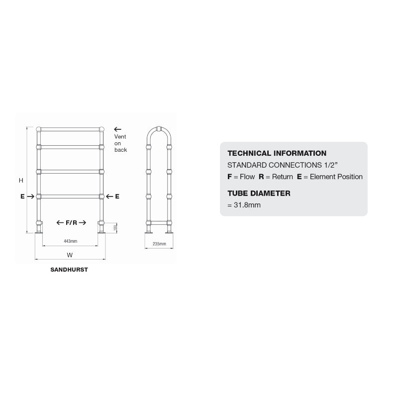 Sandhurst Traditional Towel Rail Spec