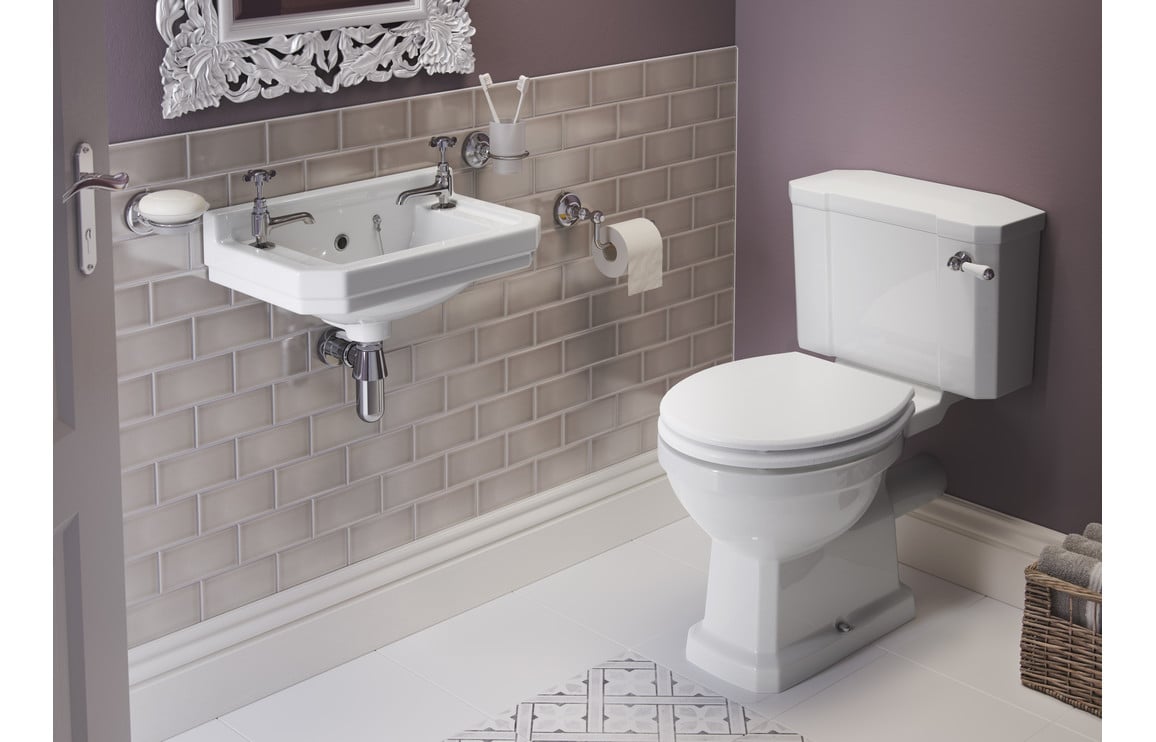Solaris Back To Wall WC & Satin White Wood Effect Seat
