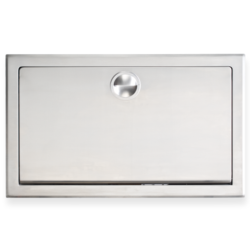 Horizontal Recessed Stainless Steel Clad Baby Change Table closed