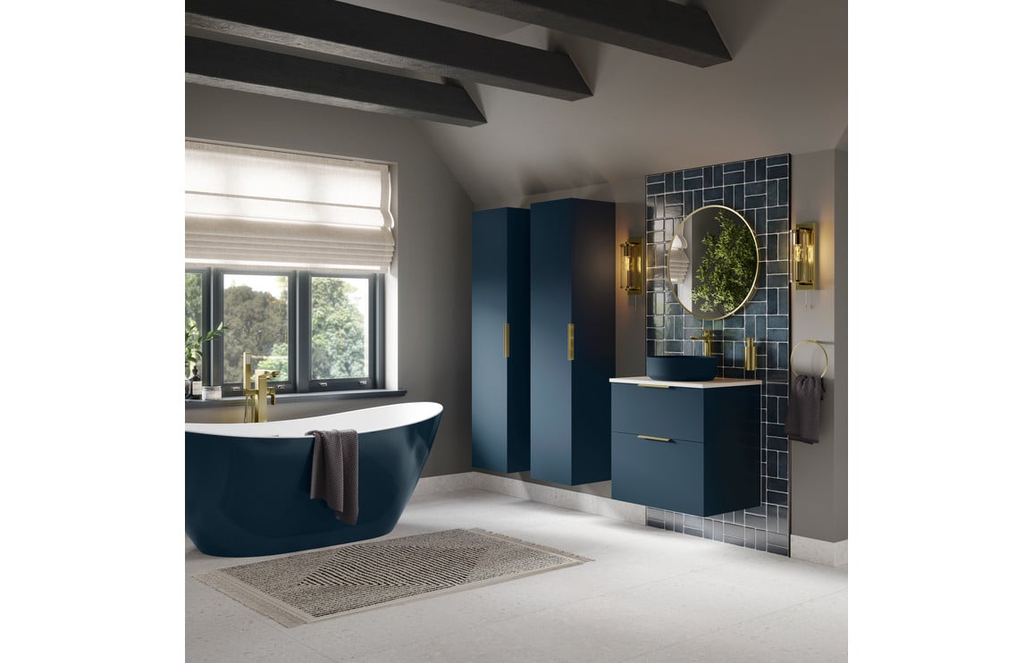 Stella 815mm Wall Hung 2 Drawer Basin Unit & Basin - Matt Deep Blue